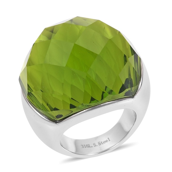 Jewelry - Simulated Peridot Stainless Steel Ring (Size 8.0)